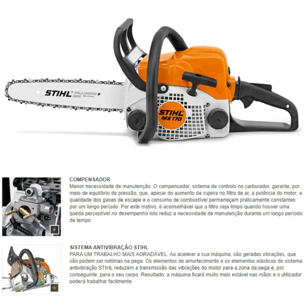 Motosserra combustão a gasolina 30 CC sabre 30 CM MS 170 Stihl — fotografia 5