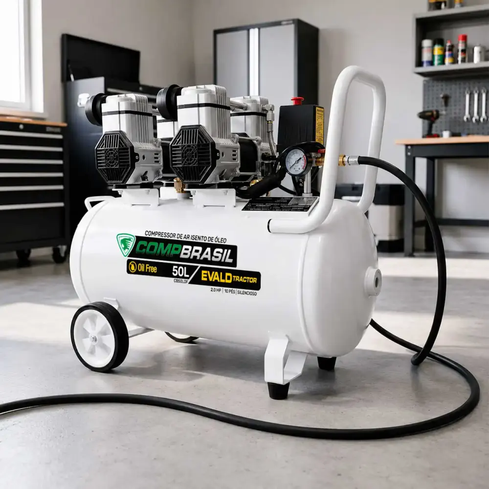 Compressor port. isento 10 PES 2,0HP 50L evald tractor Compbrasil 220 V — fotografia 3