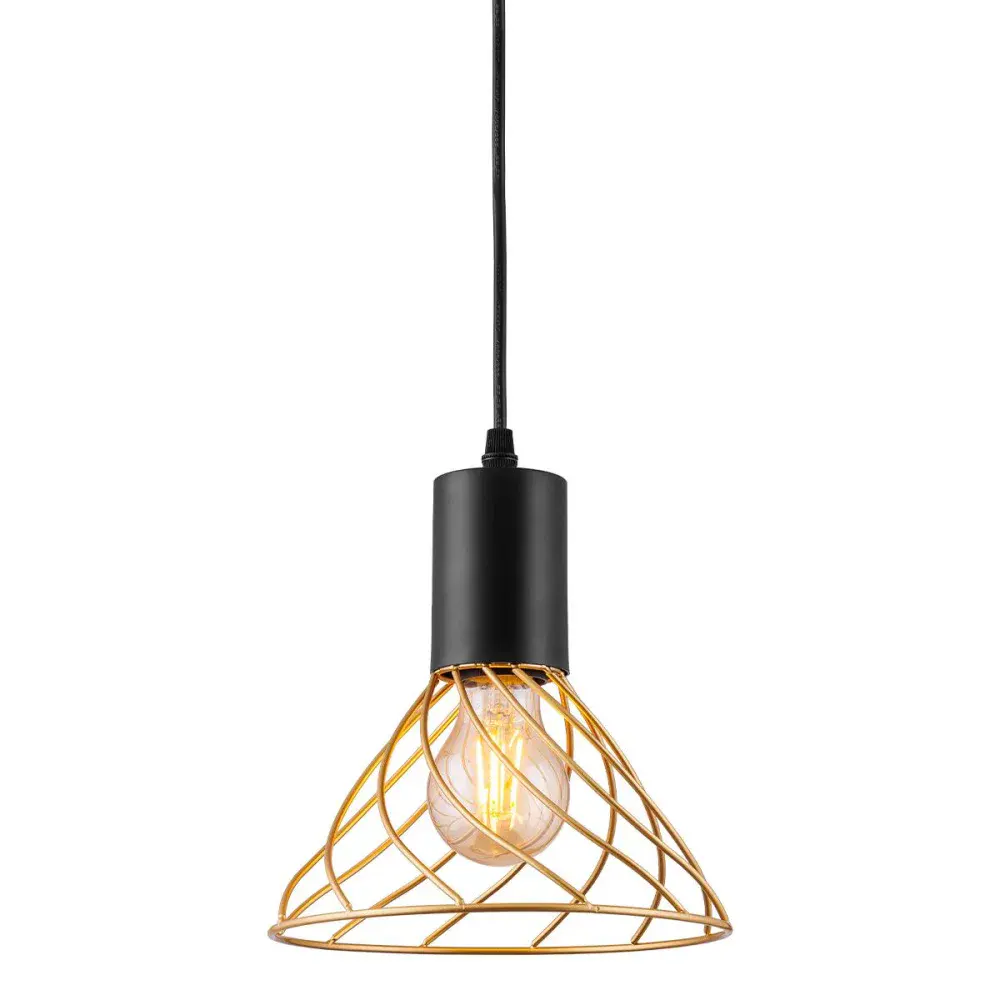 Luminária pendente faial preto e dourado Kala — fotografia de referência