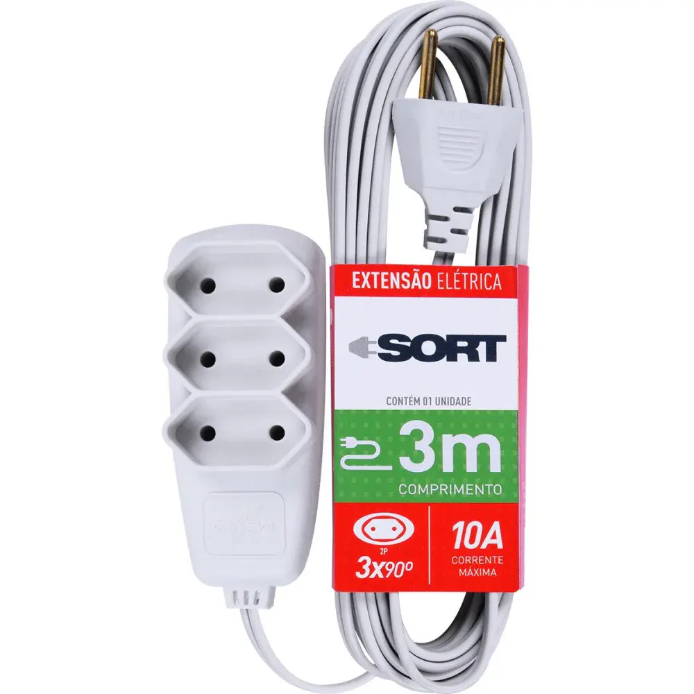 Extensão elétrica com cordão paralelo 3M gelo Daneva