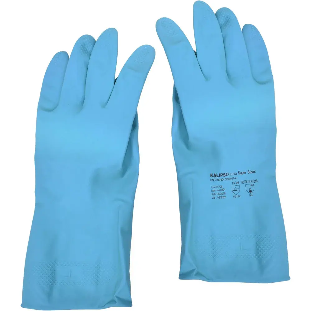 Luva latex azul com forro super silver Kalipso