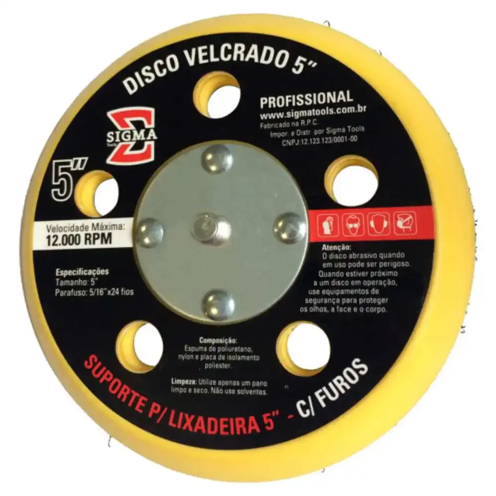 Disco velcrado 5 POL com furos Sigma