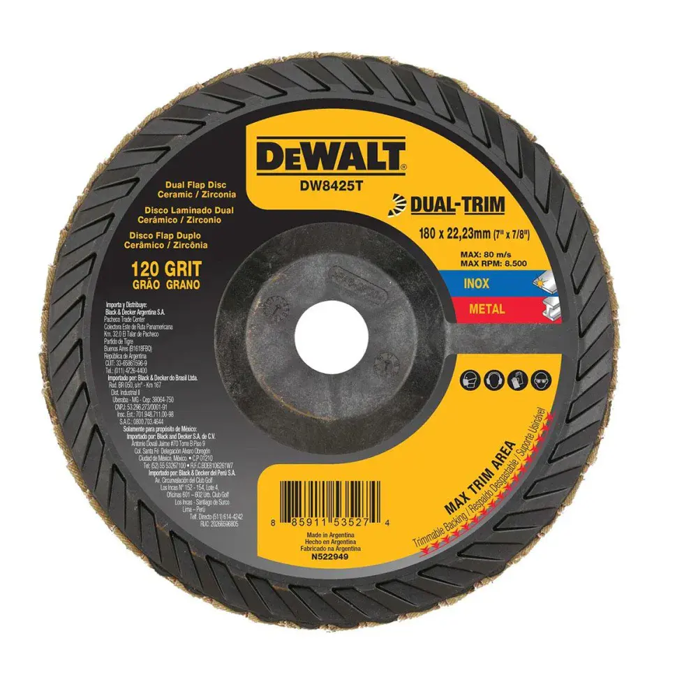 Disco flap -Trim com camada dupla G120 7X7/8” Dewalt — fotografia de referência