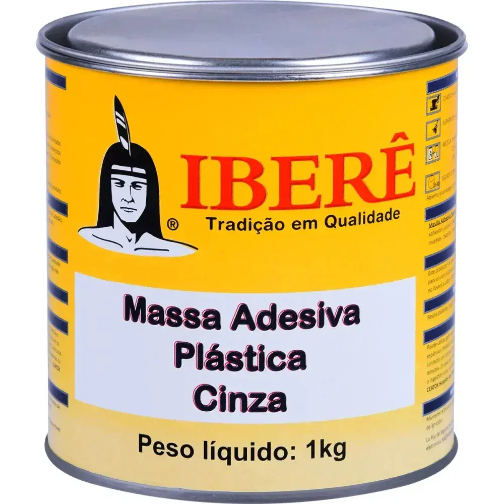 Massa adesiva plástica cinza 1KG iberê — fotografia 7