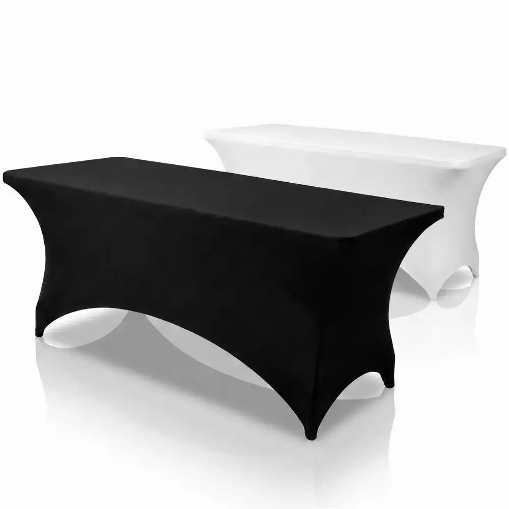 Toalha capa de mesa retangular elástica premium elastano 180 CM casa LYS Branco — fotografia 2