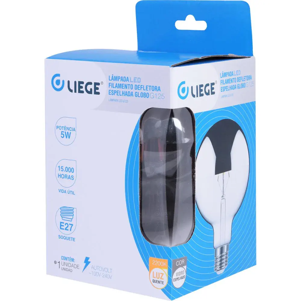 Lâmpada led filamento espelhado globo G125 bivolt Liege — fotografia 5