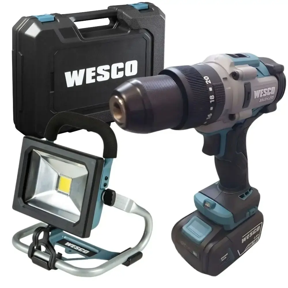 Parafusadeira de impacto 1/2POL e refletor de led 1.600LM com bateria 18V Wesco