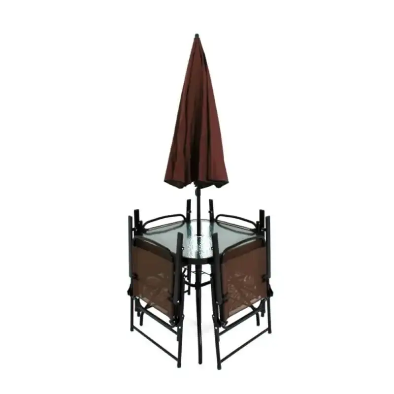 Conjunto miami para jardim com 4 cadeiras mesa e guarda-sol marrom 85200 BEL — fotografia 6