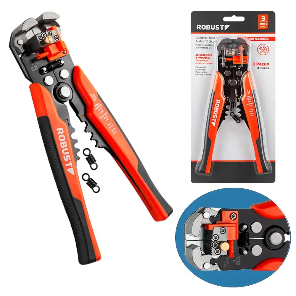 Alicate desencapador crimpador e cortador de fios automático 3370163 Robust