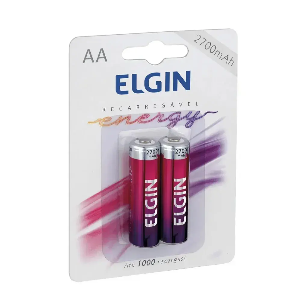 Pilha recarregável aa 2700MAH 2 pçs Elgin — fotografia 2