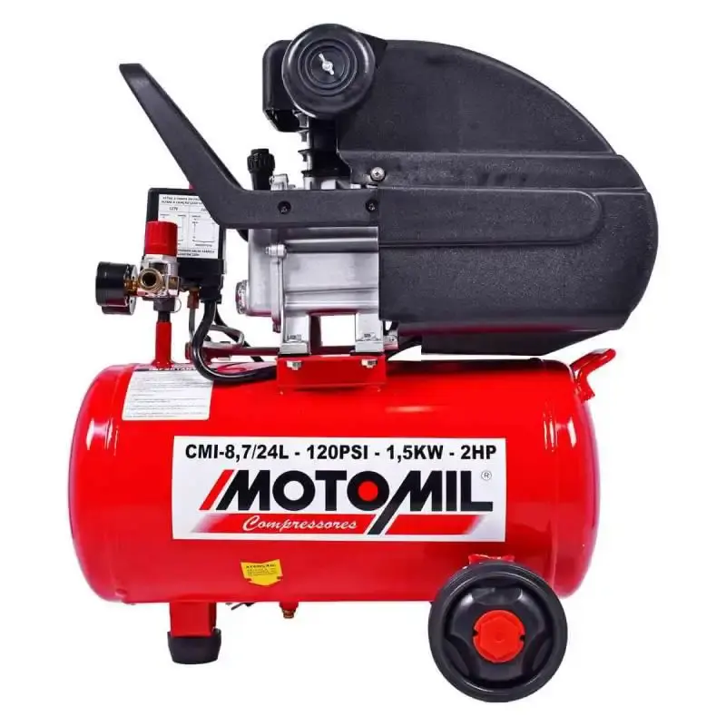 Moto compressor de ar 8,7 PÉS 24 litros com óleo CMI-8,7/24 MotoMil Bivolt — fotografia 3