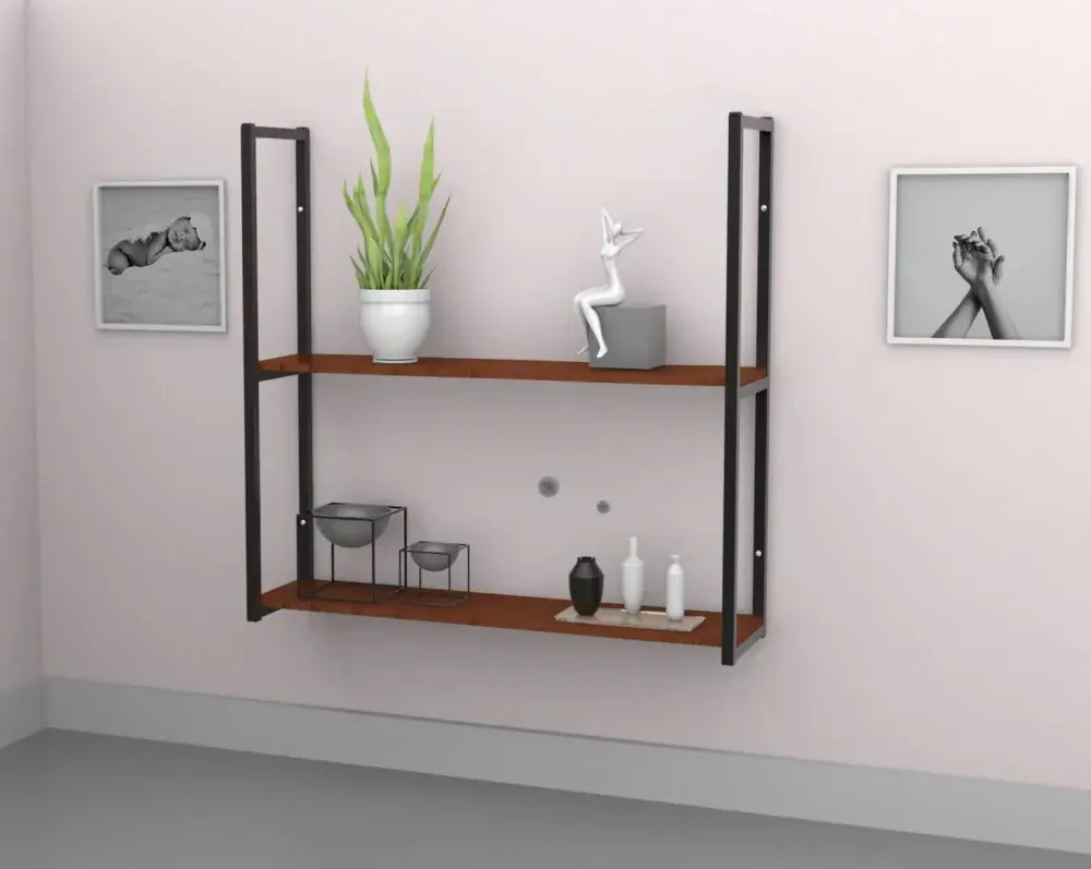 Prateleira industrial parede/teto com 2 prateleiras 90 x 20 cm avelã Brasforma — fotografia 4