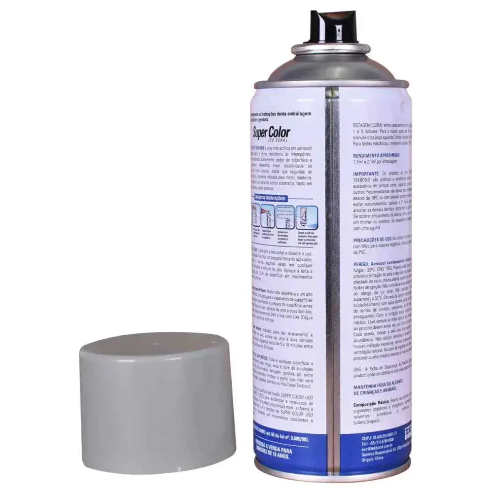 Tinta spray uso geral platina 350ML Tekbond — fotografia 7