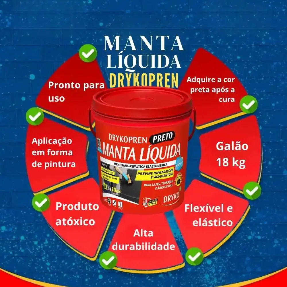 Manta líquida asfáltica drykopren 18 litros preto Dryko — fotografia 5