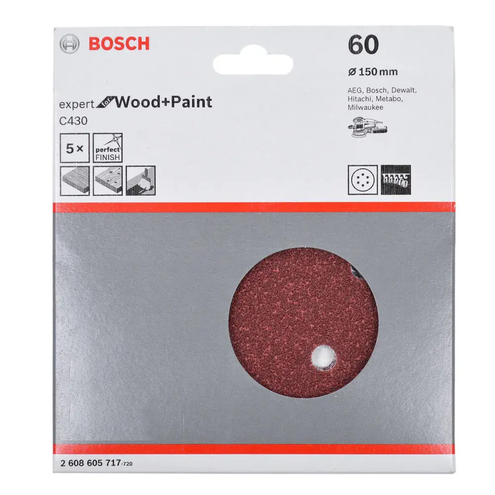 Folha de lixa C430 150MM com 5 unidades Bosch — fotografia de referência