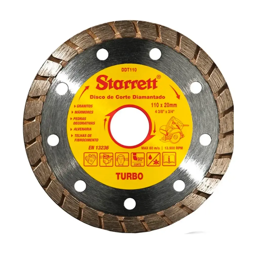 Kit discos diamantados turbo 4.3/8" com 3 peças KDDT110-3 Starrett — fotografia 3