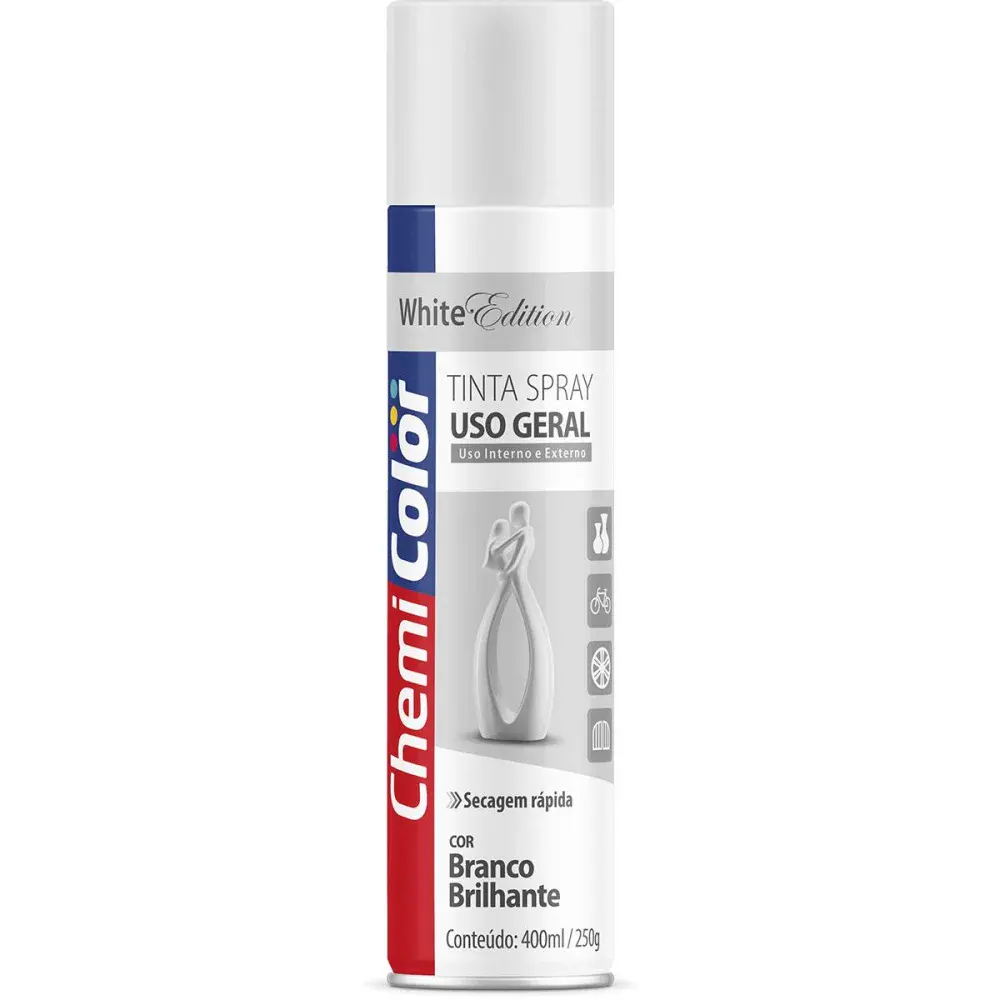 Tinta spray uso geral branco brilhante 400ML Chemicolor