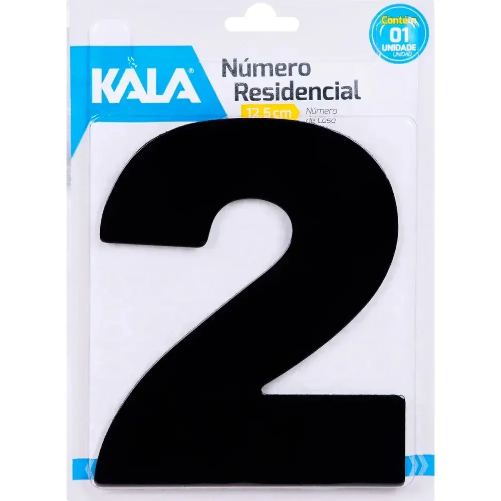 Número residencial N°2 preto 12,5CM Kala — fotografia 4