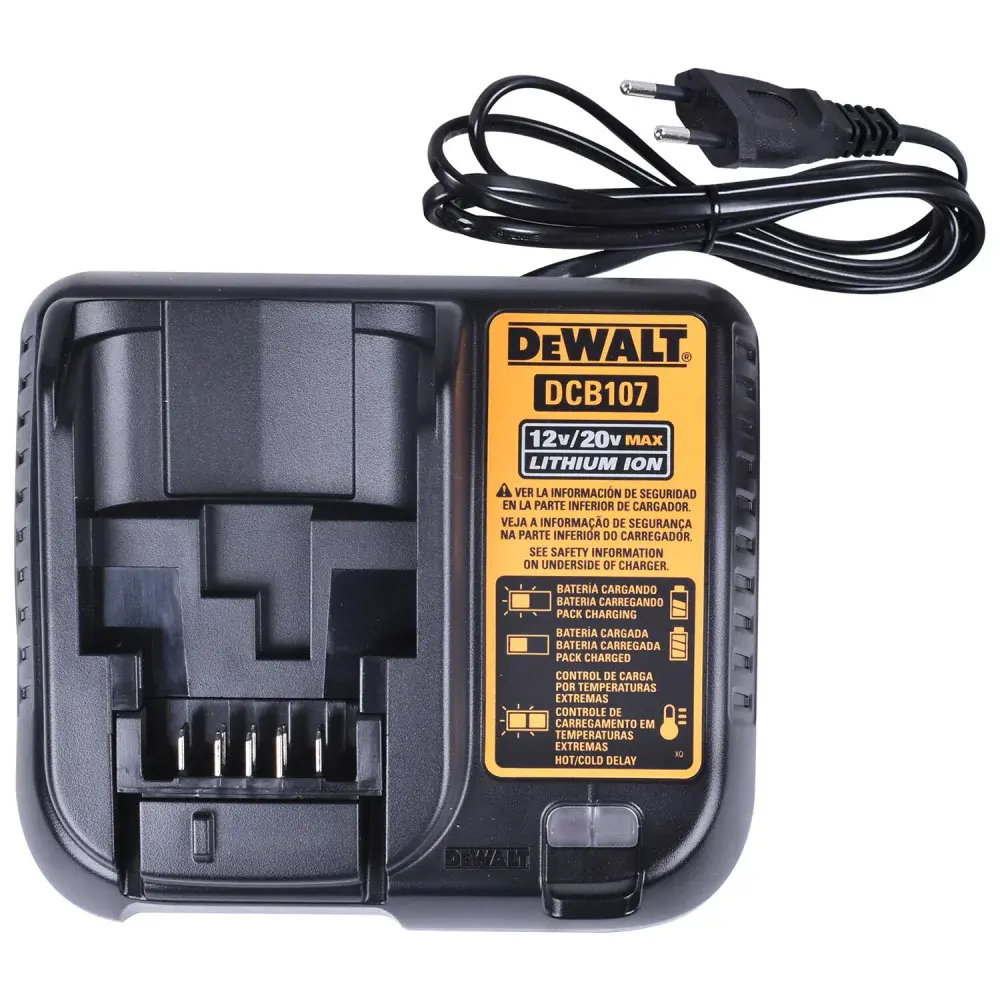 Carregador de baterias 12 a 20V DCB107-BR Dewalt bivolt — fotografia 4