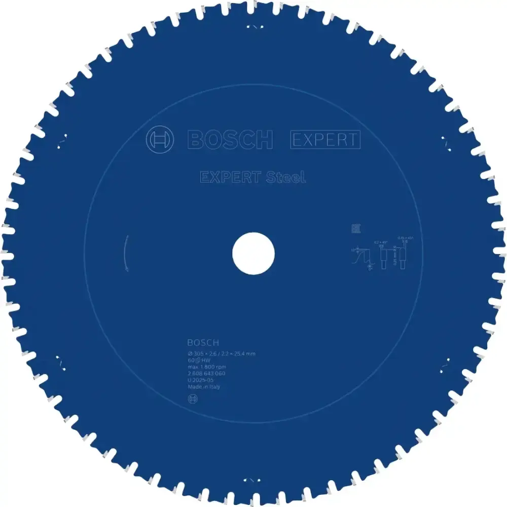 Disco de serra circular expert steel 305X 25,4MM 60 dentes Bosch