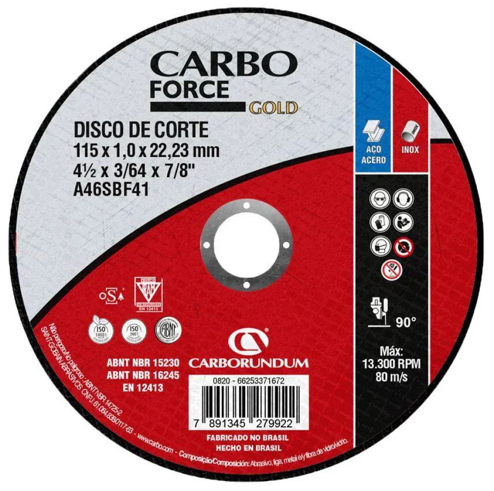 Disco de corte 254X3,2X19,05 carbo force gold Carborundum