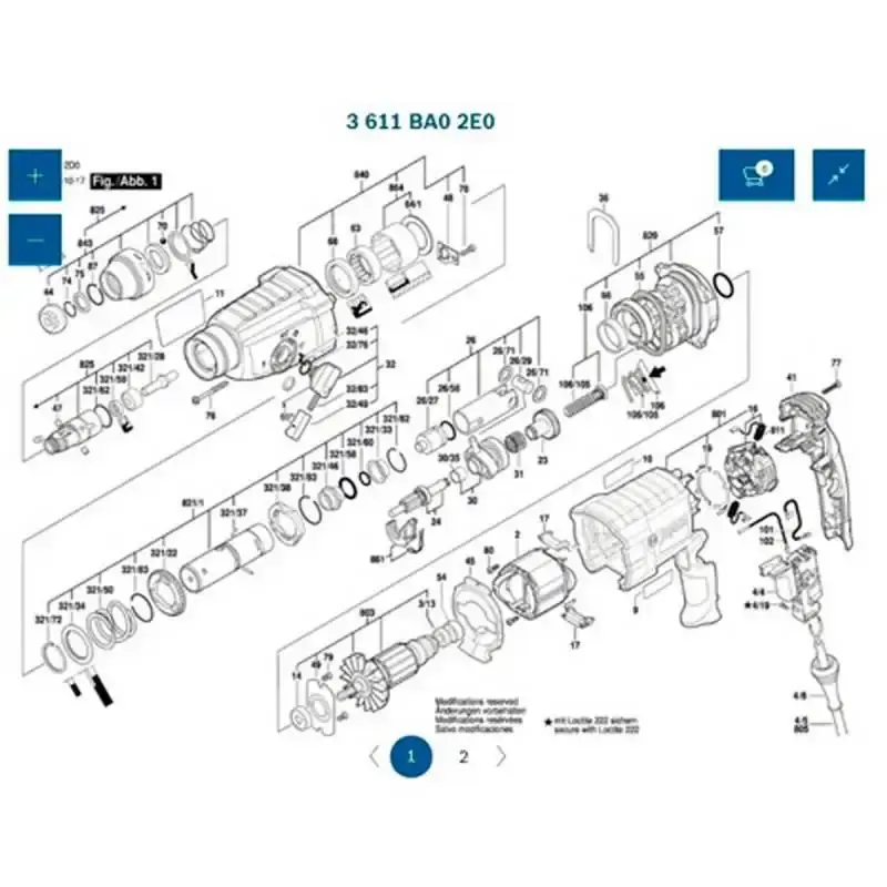 Conjunto porta ferramentas com luva para martelete gbh 2-24 d 1617000598 Bosch — fotografia 4