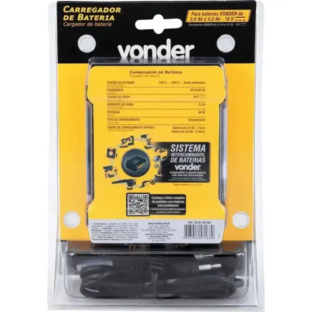 Carregador de bateria 18V intercambiável icbv 1805 bivolt Vonder — fotografia 5
