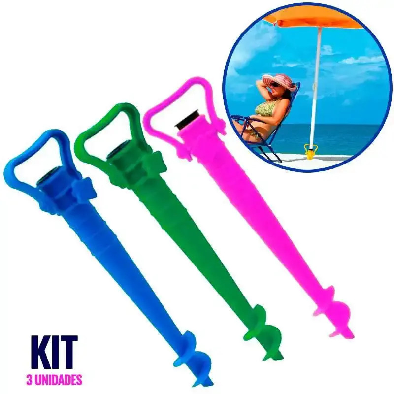 Saca Areia de Rosca c/ Suporte para Guarda-sol Praia e Pesca Kit com 3 Peças PORTWAY — fotografia de referência