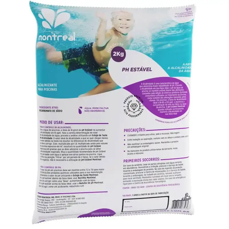 Barrilha para piscinas estabilizador de PH 2 KG Montreal