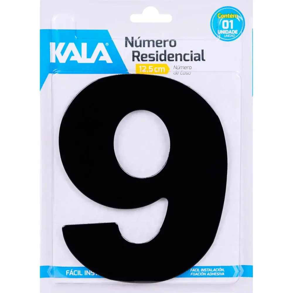 Número residencial N°9 preto 12,5CM Kala — fotografia de referência
