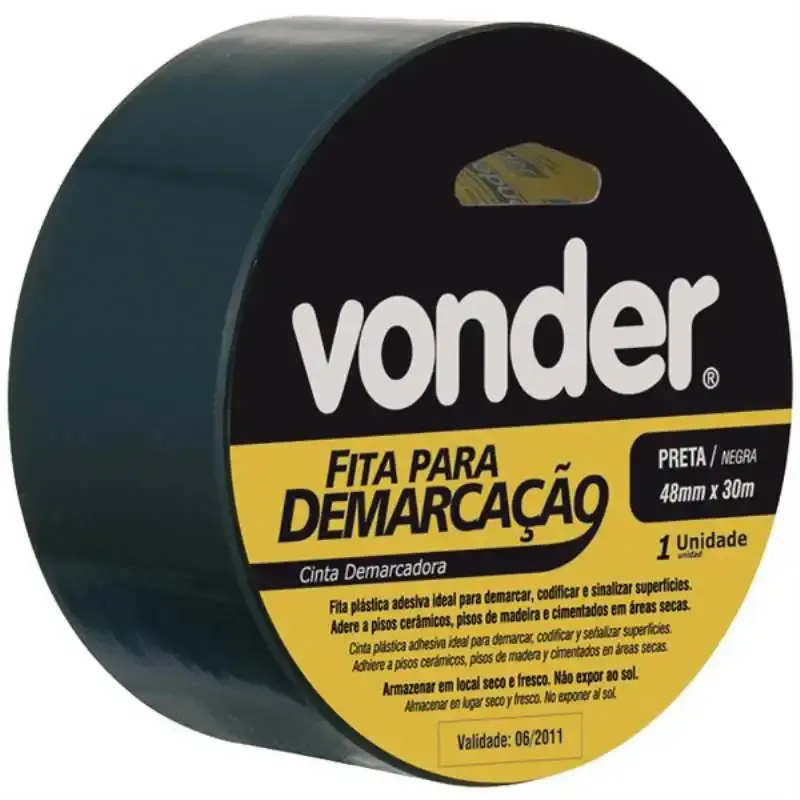 Fita para Demarcação de Solo PRETA 48 MM x 30 Metros VONDER — fotografia de referência