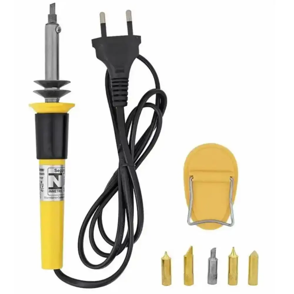 Pirógrafo e ferro de solda 30W gravação em madeira kit com 5 pontas PI-06 Western 110 V — fotografia 10