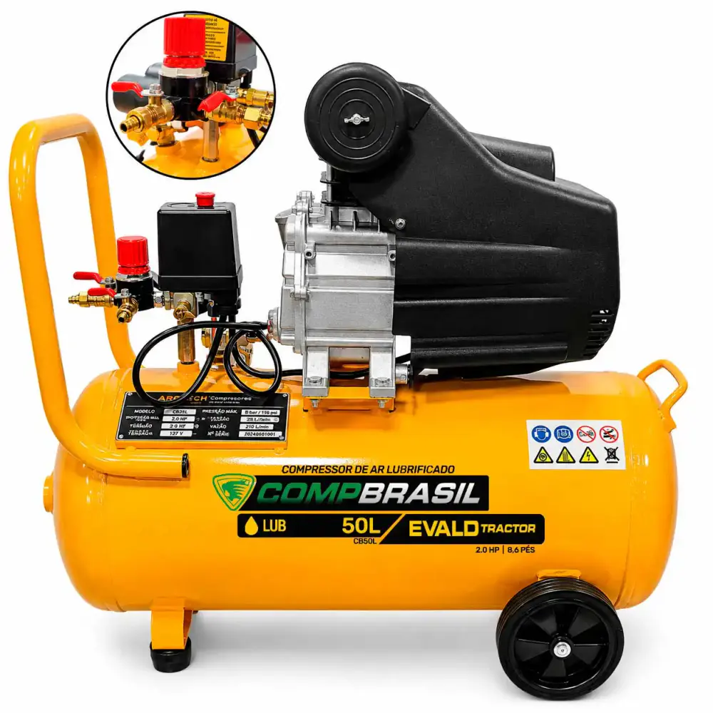 Compressor port. lub 8,6 PES 2,0HP 50L evald tractor Compbrasil 110 V