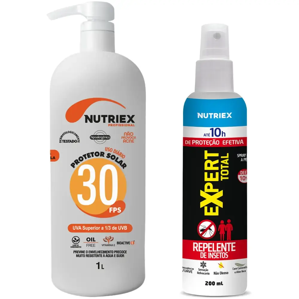 Protetor solar 30 FPS 1 litro com repelente 200ML Nutriex