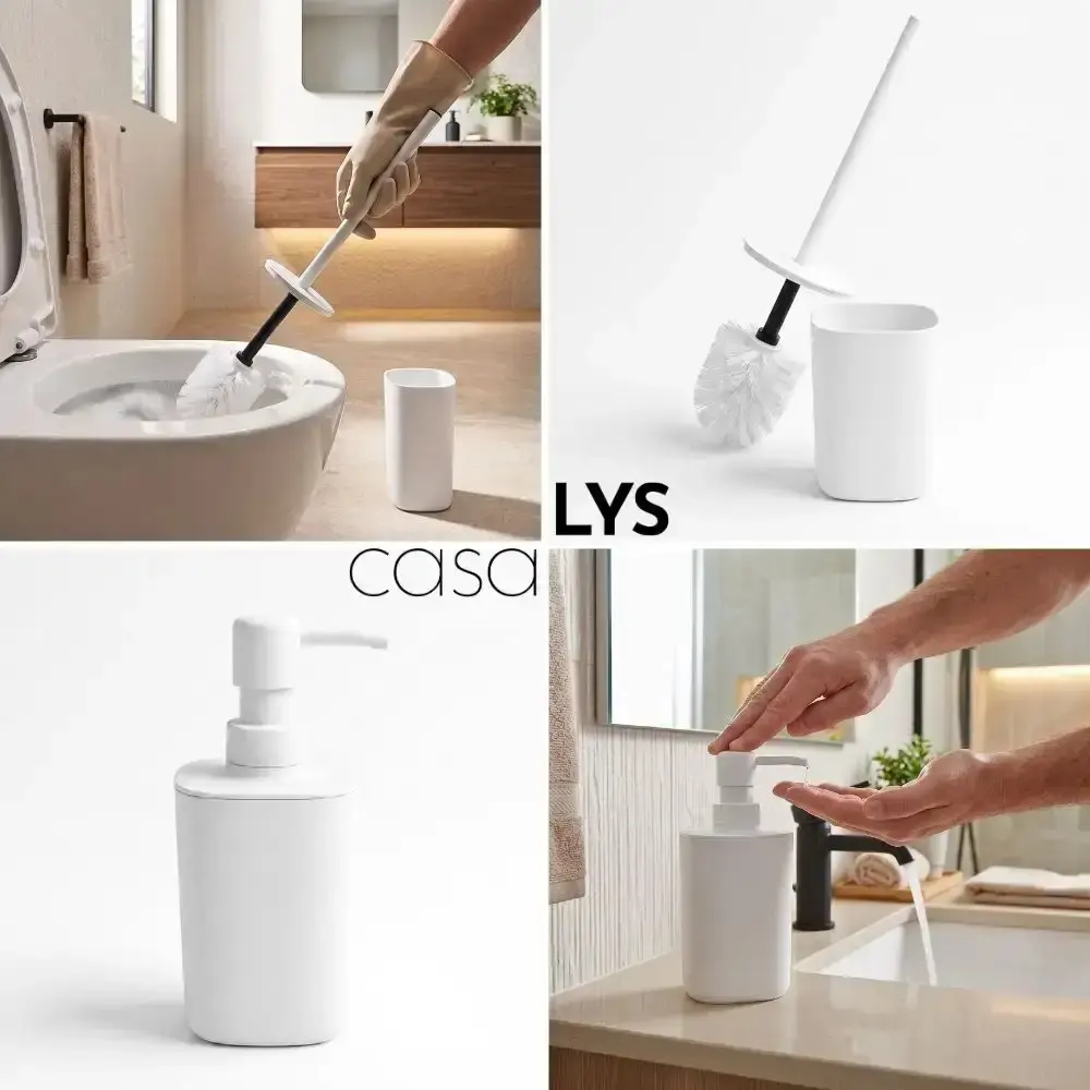 Conjunto de acessórios para banheiro kit com 6 peças minimalista luxo casa LYS Preto — fotografia 4