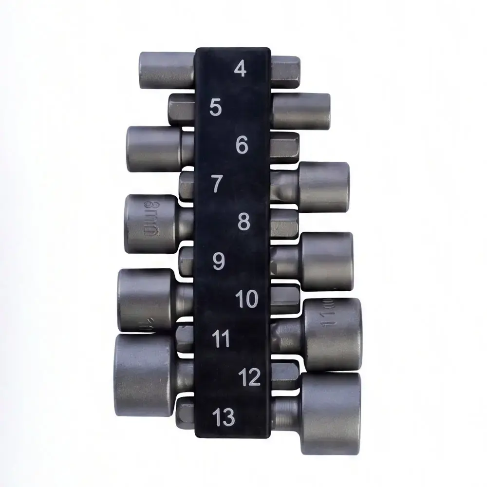 Jogo de soquetes canhão kit com 10 bits de 4 a 13 MM Evald — fotografia 4