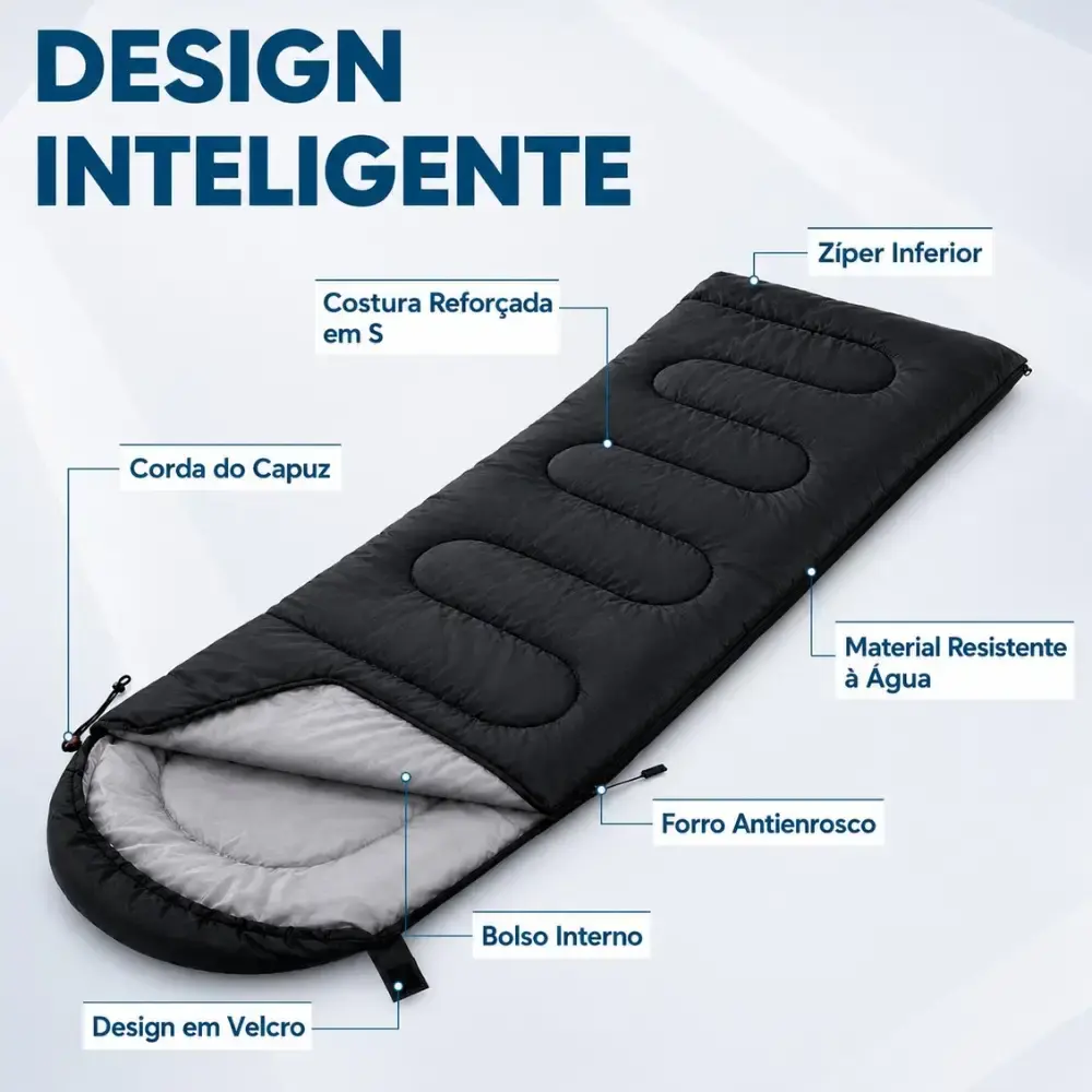 Saco de Dormir Camping Pesca Impermeável Confortável 2,10 x 72 CM c/ Capuz e Bolsa ZELT Verde — fotografia 4