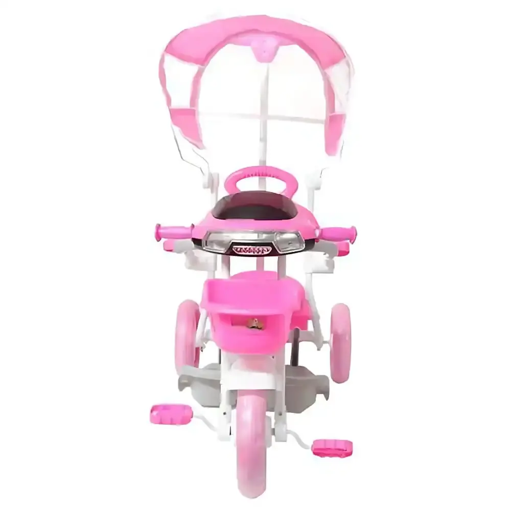 Triciclo motoca infantil passeio rosa com empurrador e cobertura BW003-R ImportWay — fotografia 2