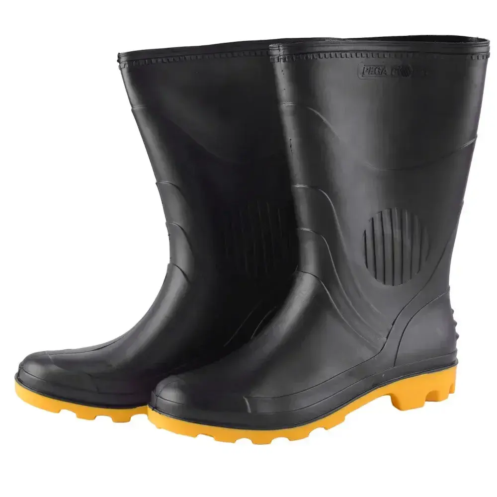 Bota de pvc preta com amarela Nº40 340 pega forte Grendene