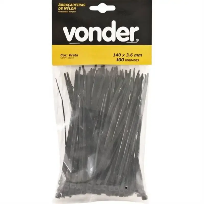 Abraçadeira de Nylon 140 x 3.6 MM Preta VONDER — fotografia 2