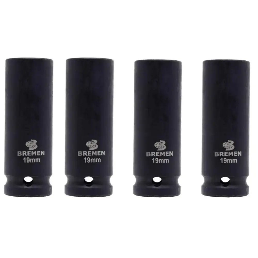 Kit 4 soquetes de impacto longo encaixe 1/2POLX19MM Bremen — fotografia de referência