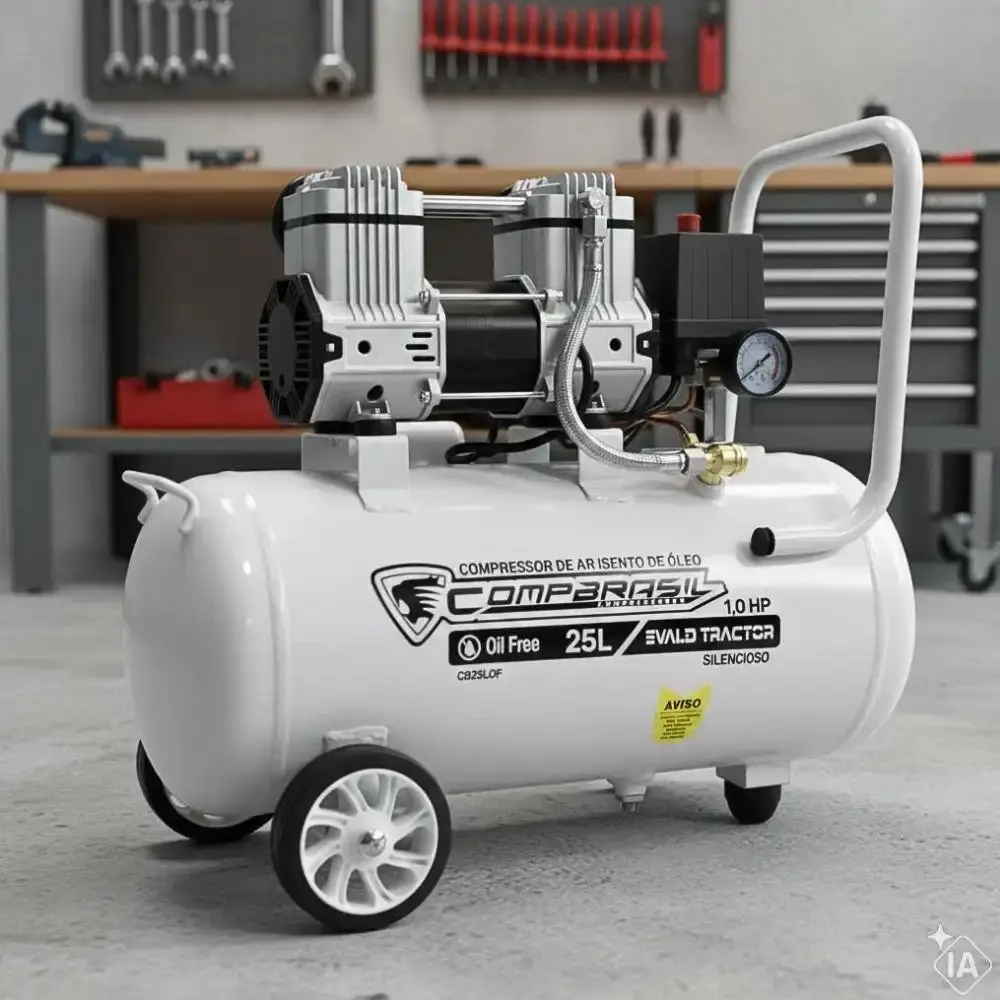 Compressor portátil isento 5,4 pés 1HP 25L com kit 5 peças evald tractor Compbrasil 220 V — fotografia 8