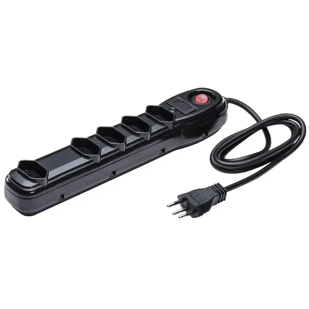 Filtro de linha com 5 tomadas preto 1M 10A 250V biv Liege — fotografia 2