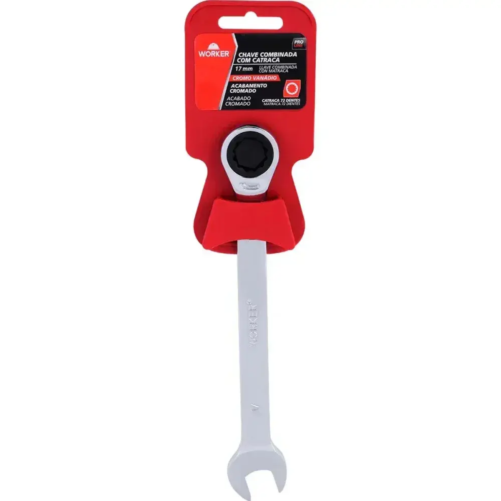 Chave combinada com catraca cromo vanádio 17MM Worker — fotografia 12