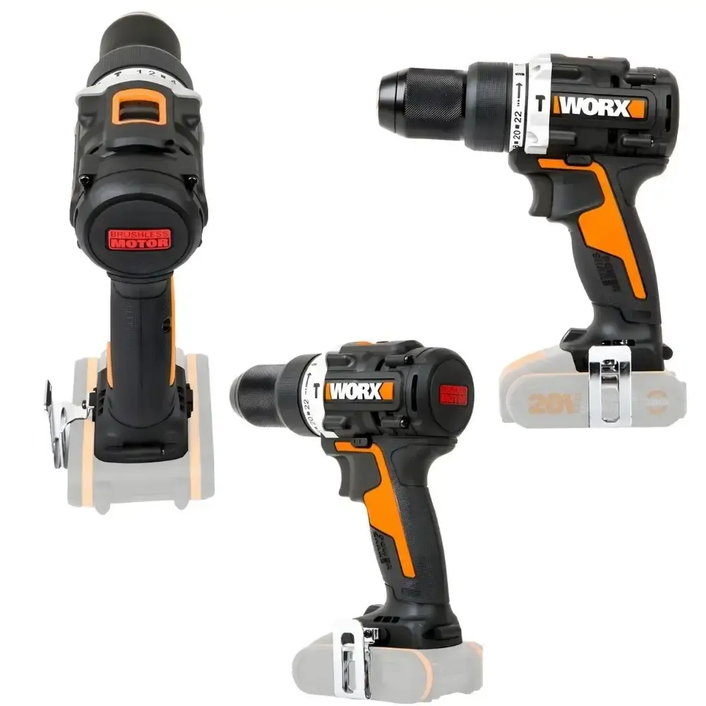 Parafusadeira furadeira de impacto brushless 1/2 POL com 2 baterias e carregador Worx — fotografia 3