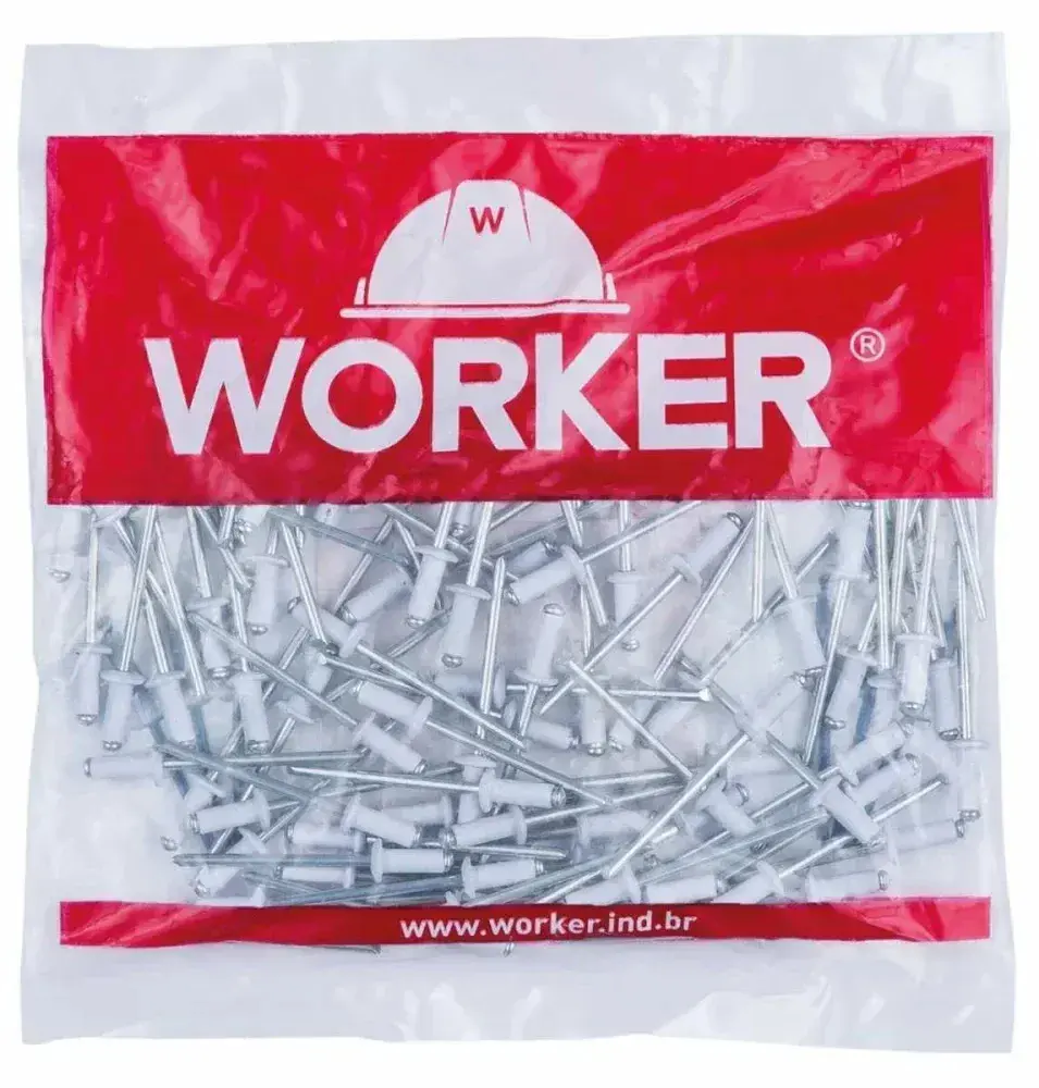 Rebite de repuxo alumínio 3,2X16MM 100 peç branco Worker — fotografia 2