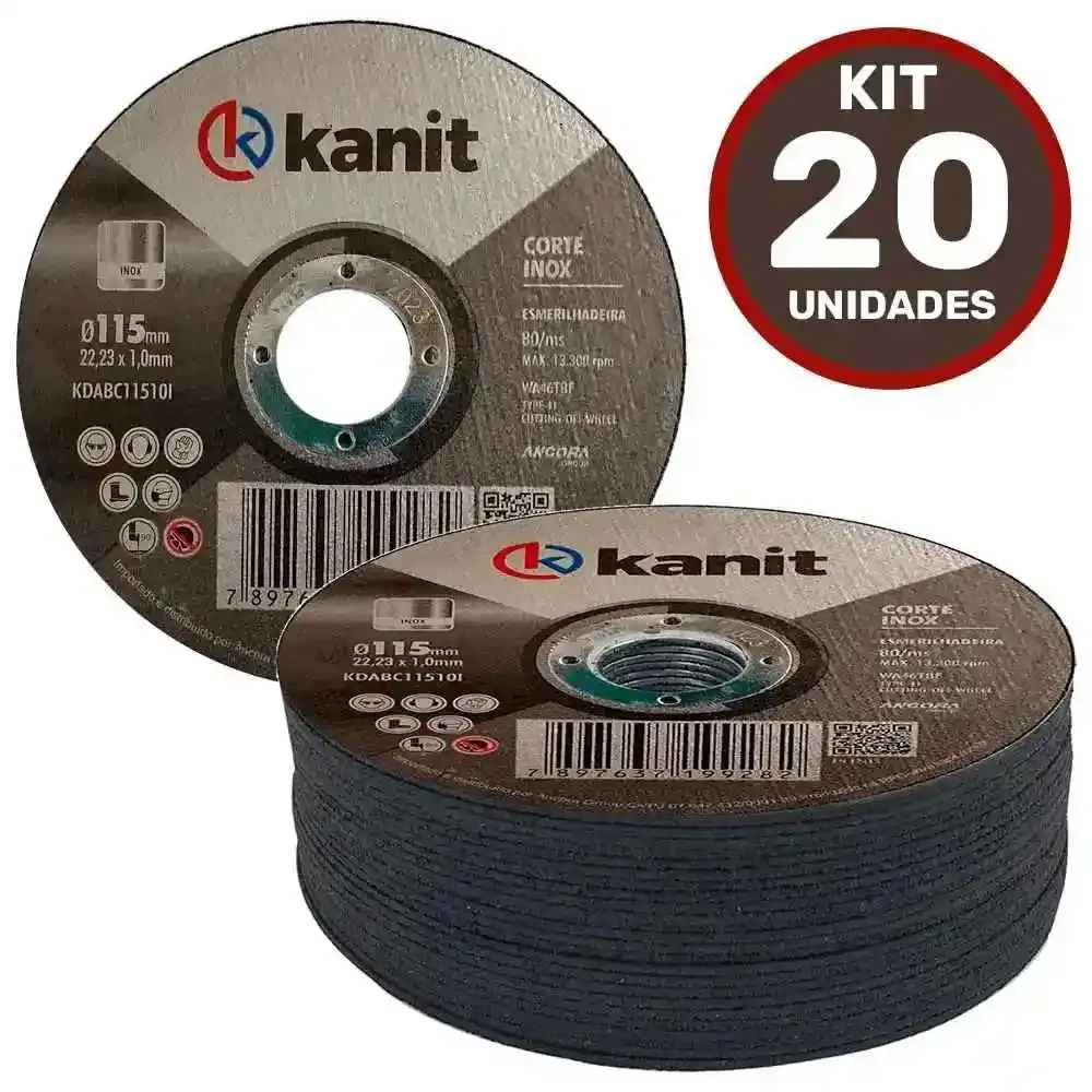 Disco de Corte Aço Inox 4.1/2 POL x 1.0 MM Kit com 20 Unidades KANIT — fotografia 2