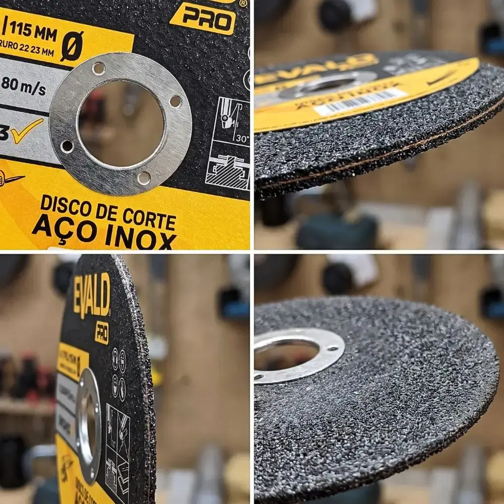Disco de Corte Inox 50 Unidades 4.1/2 POL x 1,0 MM 13.200 RPM EVALD PRO — fotografia 5