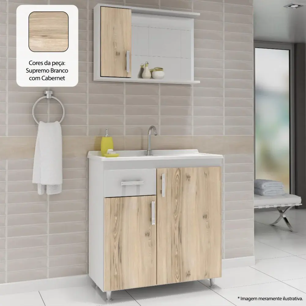 Gabinete banheiro prisma com espelheira supremo/cabernet Balcony