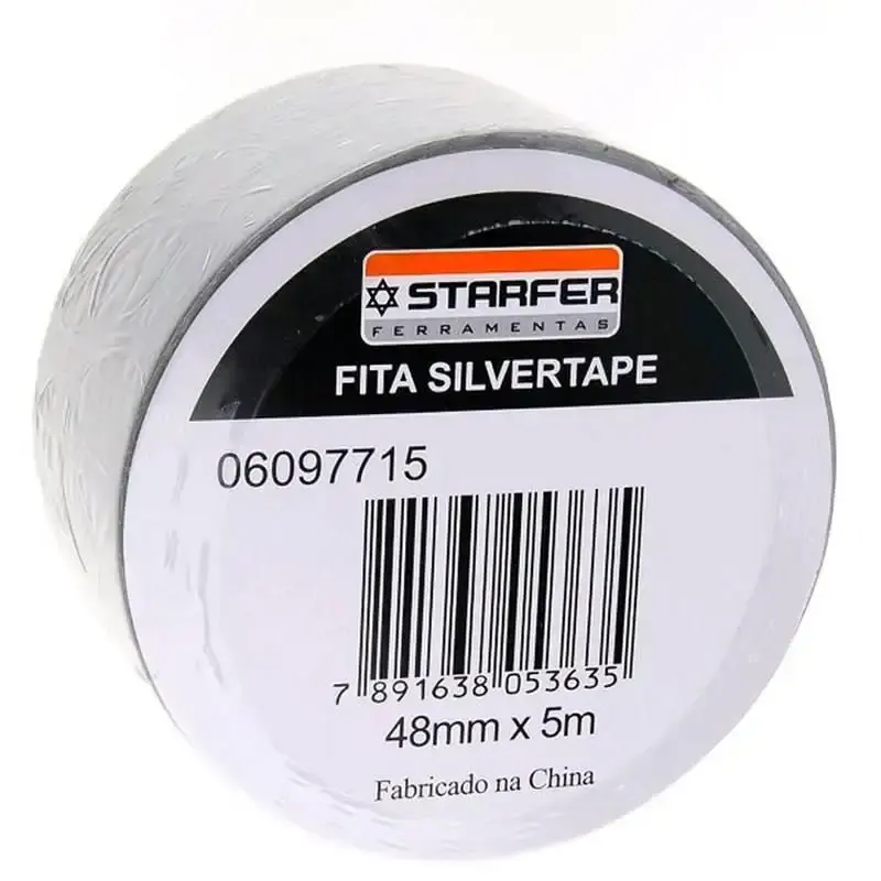 Fita Adesiva Silver Tape 48 MM x 5 Metros Cinza STARFER — fotografia 2